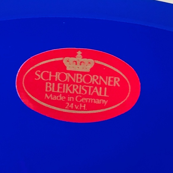 Vintage Schonborner Bleikrestall Cobalt Blue Cut Crystal Glass Bowl - Picture 7 of 14